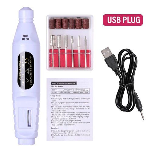 Ponceuse À Ongles Électrique,Outil De Polissage,Exfoliant,Pour Pédicure - Type Usb-White A 