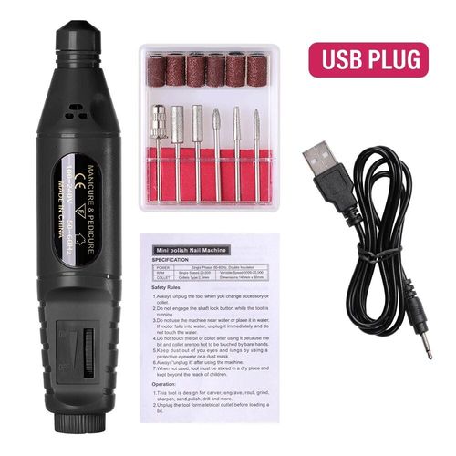Ponceuse À Ongles Électrique,Outil De Polissage,Exfoliant,Pour Pédicure - Type Usb-Black A 