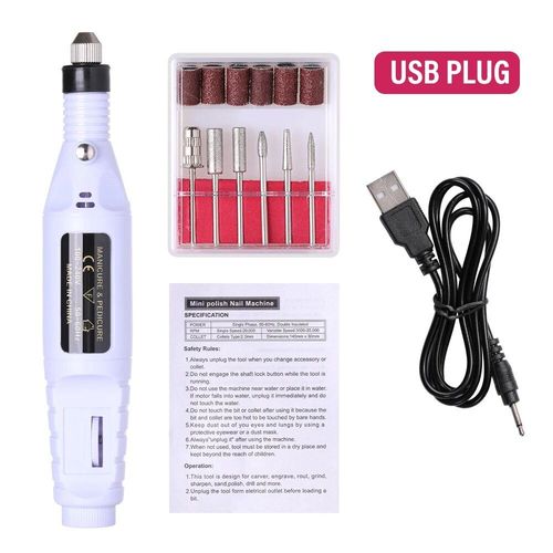 Ponceuse À Ongles Électrique,Outil De Polissage,Exfoliant,Pour Pédicure - Type Usb-White B 