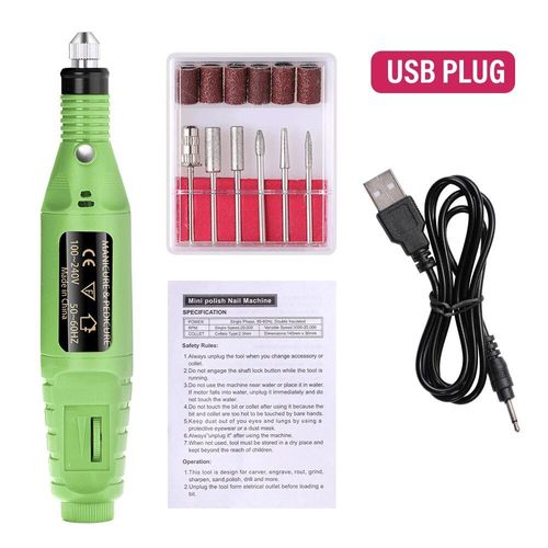 Ponceuse À Ongles Électrique,Outil De Polissage,Exfoliant,Pour Pédicure - Type Usb-Green B 