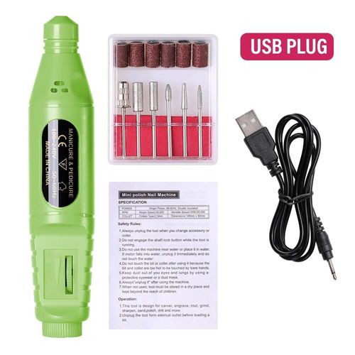 Ponceuse À Ongles Électrique,Outil De Polissage,Exfoliant,Pour Pédicure - Type Usb-Green A 