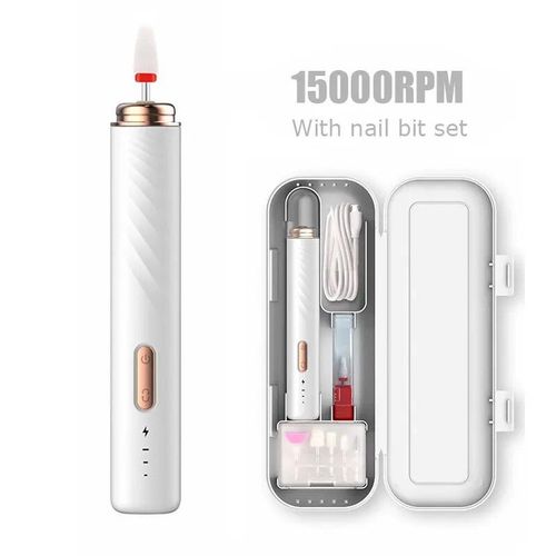 Ponceuse Électrique Pour Ongles,Outil De Manucure,Pratique Pour Les Soins Des Mains Et Des Pieds,Perceuse Sans Fil À Faible Bruit,15000 Tr/Min - Type White 15000rpm 