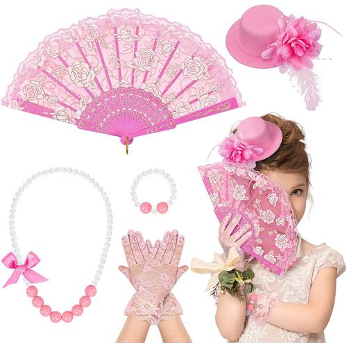 Fille Tea Party Kit Cosplay, Princesse Gants Collier Bracelet Costume Fête Anniversaire Carnaval Cosplaye Jeu De Simulation