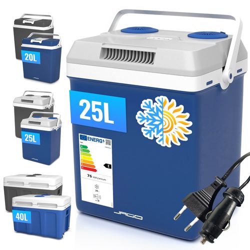 Jago® Boîte Glacière - 25 L, 12/220 V, Poignée De Transport, Bleu - Glacière Électrique, Portable, Voiture, Camping