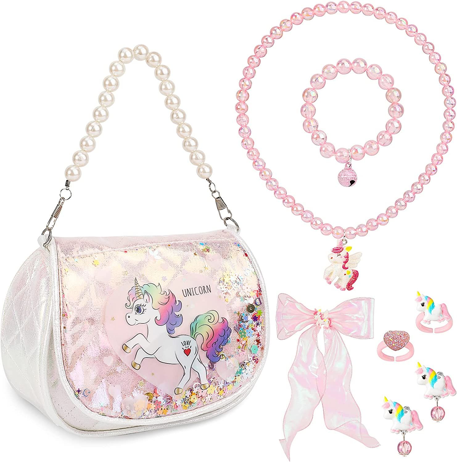 Sac à Main Licorne Peluche Enfant - Bandoulière Amovible - Taille 26x26 Cm - Doux Et Pratique - Cadeau Fille