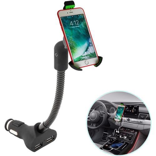 AIRENA Support Telephone Voiture, Support Smartphone Portable de Voiture  avec Chargeur Allume-Cigare USB 3.4A 2 Ports pour iPhone 12/12Pro/11/11  Max/X Samsung Galaxy S20/S10 LG Huawei Xiaomi