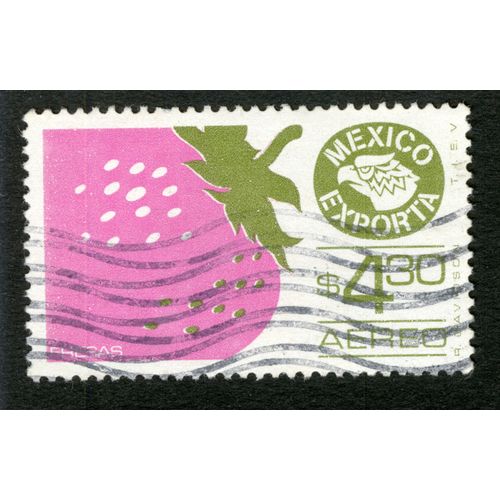 Timbre Oblitéré Mexico Exporta, Aereo, Fresas, S4.30