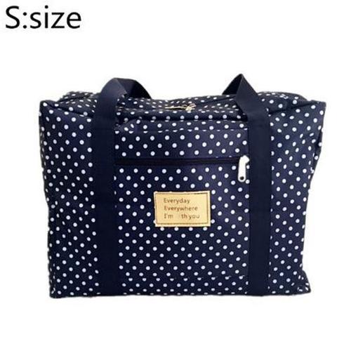 Pois bleu S - Sac à Main Étanche de Grande Capacité pour Homme et Femme, Bagage de Voyage, Trolley, Cubes d'Emballage, Valise