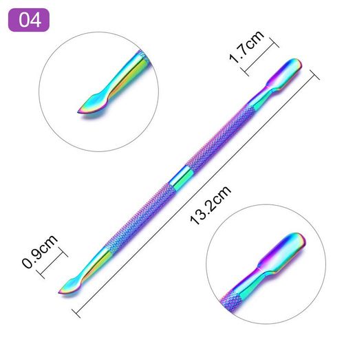 Pousse Cuticule Et Pincette En Acier Inoxydable Arc-En-Ciel,Coupe-Ongles,Pince À Épiler,Élimine Les Peaux Mortes Et Le Vernis Gel Uv,Outil De Nettoyage De Nail Art,Soin Des Mains Et Du - Type C04 