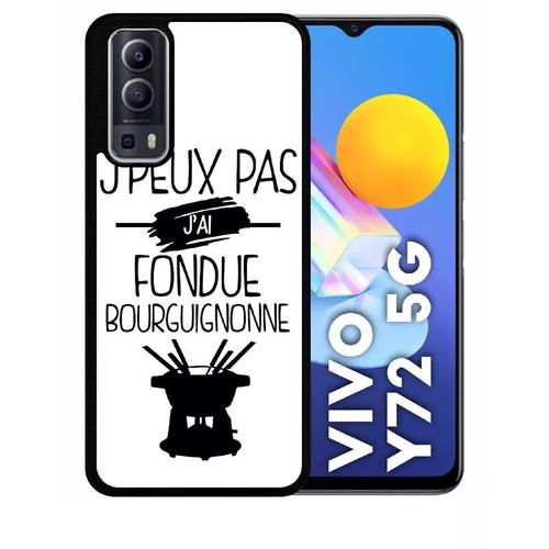 Coque Vivo Y72 5g - J Peux Pas J Ai Fondue Bourguignonne 1 - Silicone - Noir