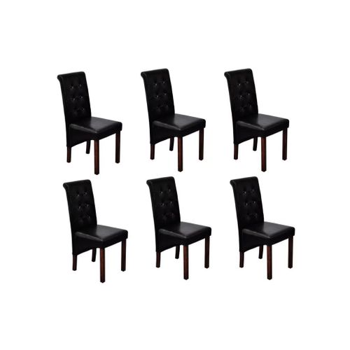 Lot De 6 Chaises De Salle À Manger Cuisine Design Antique Synthétique Noir Cds022680