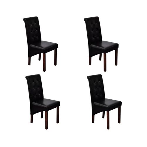 Lot De 4 Chaises De Salle À Manger Cuisine Capitonné Design Classique En Synthétique Noir Cds021799