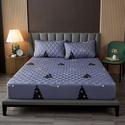 Bleu Violet - 150x200x30cm - Couvre Lit Imperméable À Carreaux, Protège Matelas, Linge Matelassé Épais, Drap Housse Élastique Pour La Maison