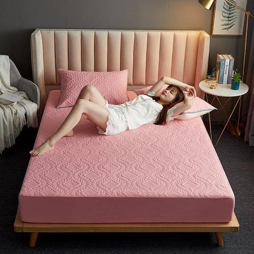 Rose - 90x200x30cm - Couvre Lit Imperméable À Carreaux, Protège Matelas, Linge Matelassé Épais, Drap Housse Élastique Pour La Maison