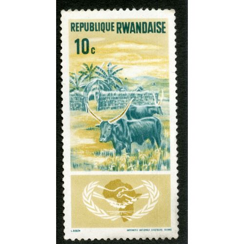 Timbre Non Oblitéré République Rwandaise, 10c,