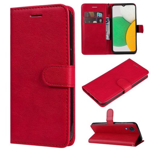 Saturcase Coque Pour Samsung Galaxy A03 Core, Pu Cuir Magnétique Flip Portefeuille Support Porte-Carte Protecteur Housse Étui Avec Dragonne Pour Samsung Galaxy A03 Core (Rouge)
