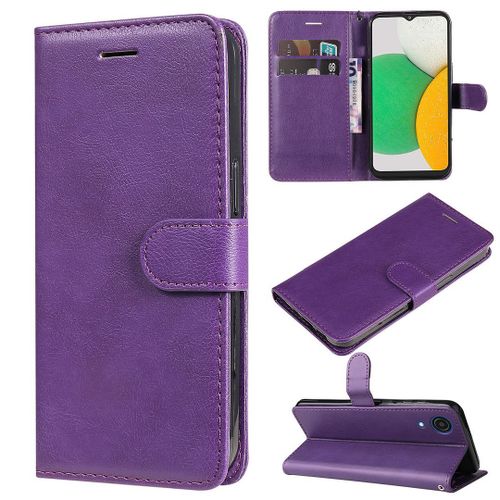 Saturcase Coque Pour Samsung Galaxy A03 Core, Pu Cuir Magnétique Flip Portefeuille Support Porte-Carte Protecteur Housse Étui Avec Dragonne Pour Samsung Galaxy A03 Core (Violet)