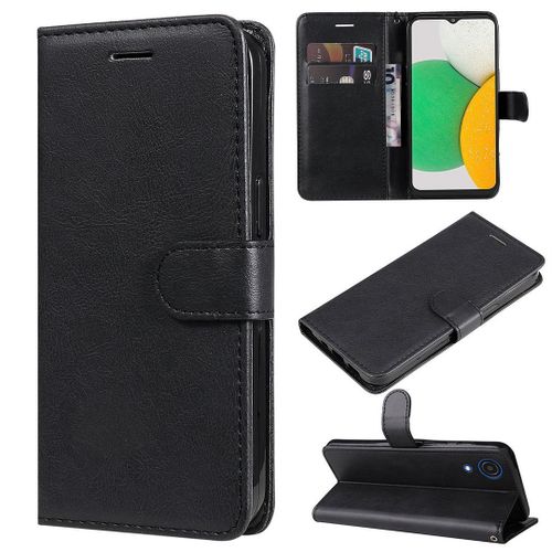 Saturcase Coque Pour Samsung Galaxy A03 Core, Pu Cuir Magnétique Flip Portefeuille Support Porte-Carte Protecteur Housse Étui Avec Dragonne Pour Samsung Galaxy A03 Core (Noir)