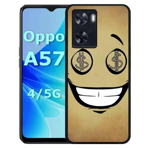 Coque Pour Oppo A57 - Smiley Cupide Dollars - Silicone - Noir