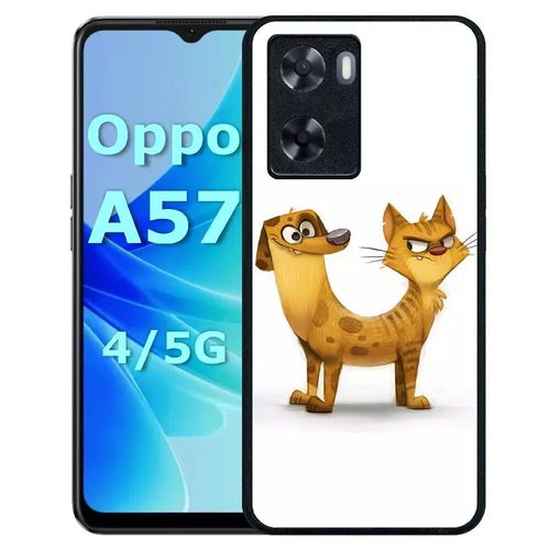 Coque Pour Oppo A57 - Funny Chienchat - Silicone - Noir