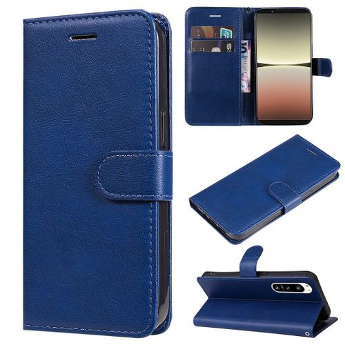 Saturcase Coque Pour Sony Xperia 5 Iv 2022, Pu Cuir Magnétique Flip Portefeuille Support Porte-Carte Protecteur Housse Étui Avec Dragonne Pour Sony Xperia 5 Iv 2022 (Bleu)