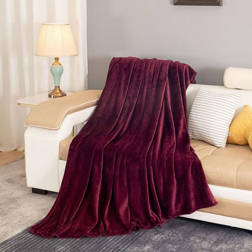 Vin Rouge - 200x230cm - Couvre Lit'été En Velours Et Cristal Gris, Style Nordique, Doux Et Confortable, Couleur Unie, Drap Plat Uniquement