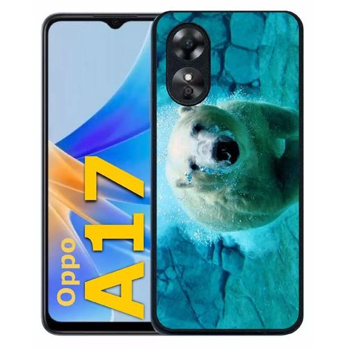 Coque Pour Oppo A17 - Gros Ours Blanc Plongee - Silicone - Noir