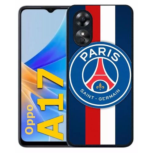 Coque Pour Oppo A17 - Psg Paris Saint Germain Bleu Blanc Rouge - Silicone - Noir