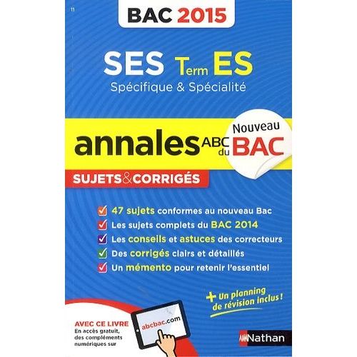 Ses Tle Es Spécifique Et Spécialité - Sujets Et Corrigés