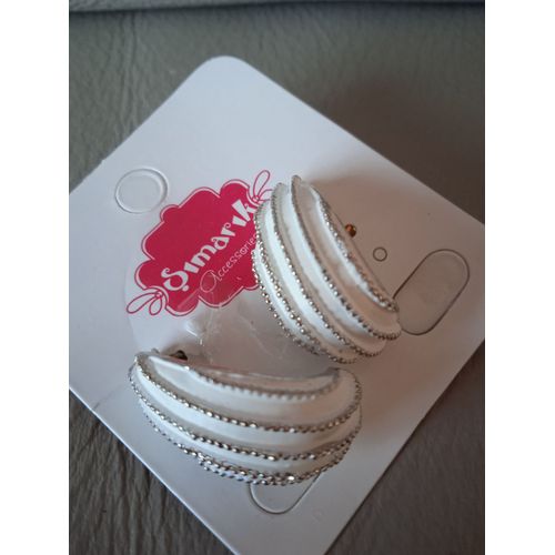 Boucles D'oreilles Style Coquillages Blanc Beige