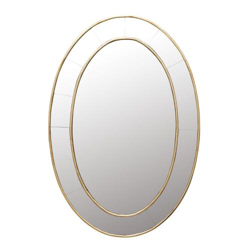 Miroir oval avec double cadre en metal doré - H95 cm