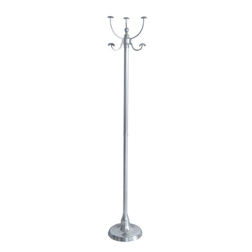 Porte-manteau sur pied en laiton finition argent vieilli - H178 cm
