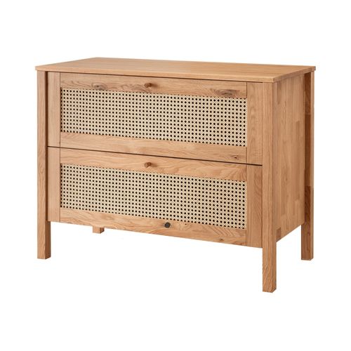Commode En Chêne Massif Et En Cannage 2 Tiroirs