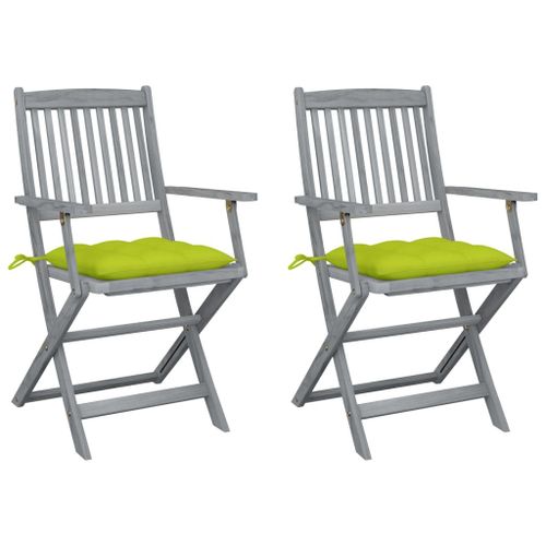 Chaises Pliables D'extérieur 2 Pcs Avec Coussins Bois D'acacia