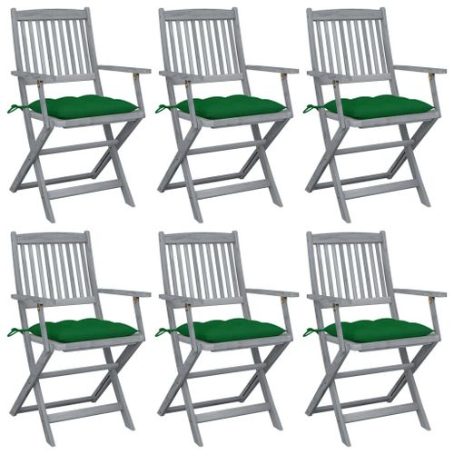 Chaises Pliables D'extérieur 6 Pcs Avec Coussins Bois D'acacia