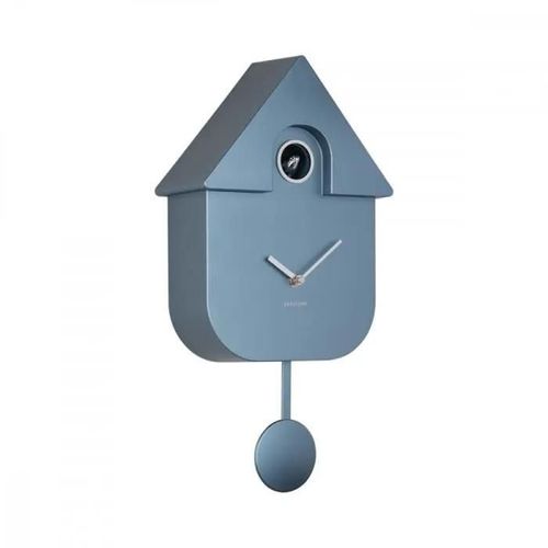 Horloge Coucou moderne H40cm - Present Time - Bleu métallique -