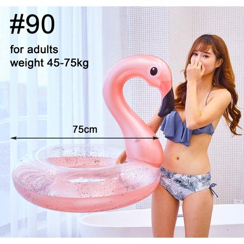 Clair Flamant Rose 90 - Bouée De Piscine Gonflable Pour Femmes Adultes, Anneau De Natation Circulaire, Sirène, Jouets De Plage