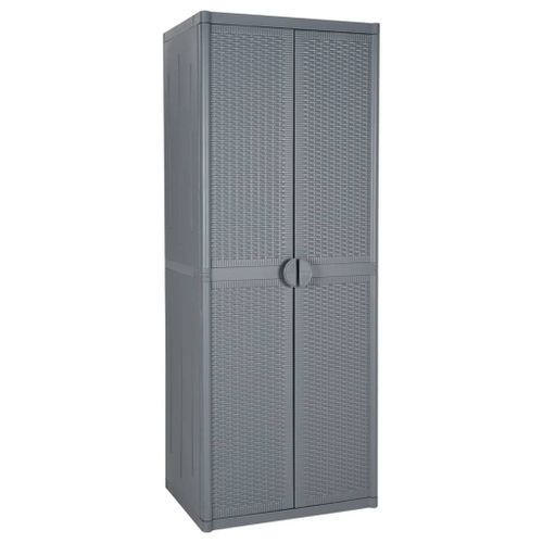 Armoire De Rangement De Jardin Gris 65x45x172 Cm Pp Rotin