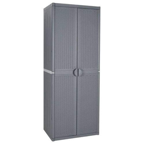 Armoire De Rangement De Jardin Gris 65x45x172 Cm Pp Rotin