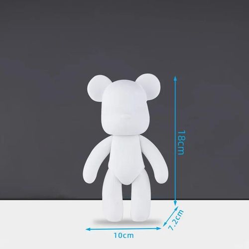 ours 18cm - Jouet pour Parent enfant, Graffiti fluide ours violente blanc, ornement de corps en briques, bricolage à la main lapin licorne modèle décoration de bureau, jouet Parent enfant