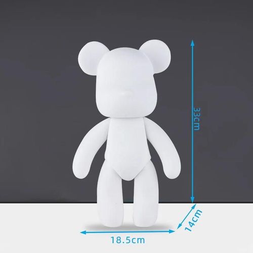 ours 33cm - Jouet pour Parent enfant, Graffiti fluide ours violente blanc, ornement de corps en briques, bricolage à la main lapin licorne modèle décoration de bureau, jouet Parent enfant