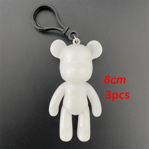 8cm ours-3pcs - Jouet pour Parent enfant, Graffiti fluide ours violente blanc, ornement de corps en briques, bricolage à la main lapin licorne modèle décoration de bureau, jouet Parent enfant