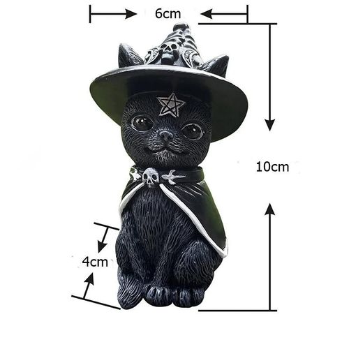 Jardin Sorcière Chat Sculpture Gothique Chaton Décoration Halloween Magique Chat Résine Artisanat Ornement Maison Extérieur Cour Décorations