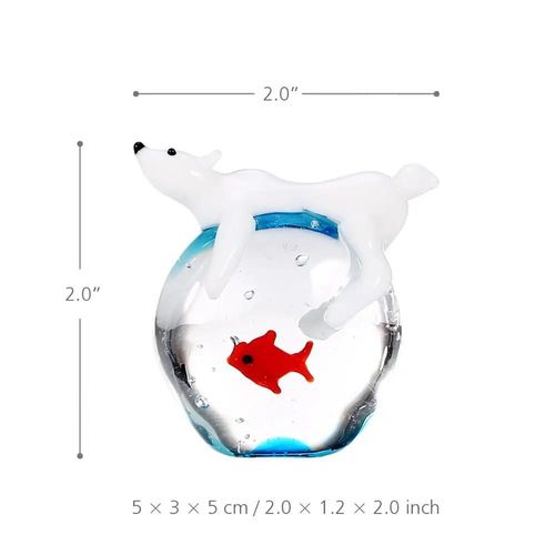 Blanc Pur - Figurines De Chat Et De Poisson Rouge Modernes, En Verre, Mini Animaux Multicolores, Accessoires De Décoration Pour La Maison