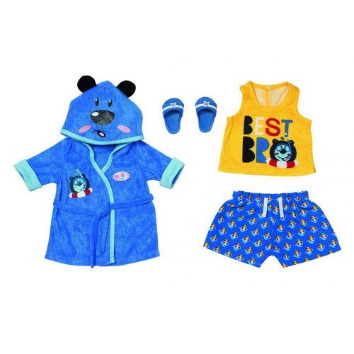 Baby Born Bath Deluxe Tenue De Garçon 43 Cm - Pour Les Tout-Petits De 3 Ans Et Plus - Adapté Aux Petites Mains Des Enfants- Contient Un Peignoir Un Gilet Un Short Un Pyjama Etc