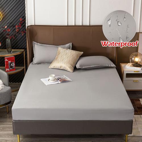 Argent - Taies D'oreiller48x74cm - Drap Imperméable En Satin Sans Couture, Haut De Gamme, Couleur Unie, Couvre Matelas Élastique, Textile De Maison, Grand Lit