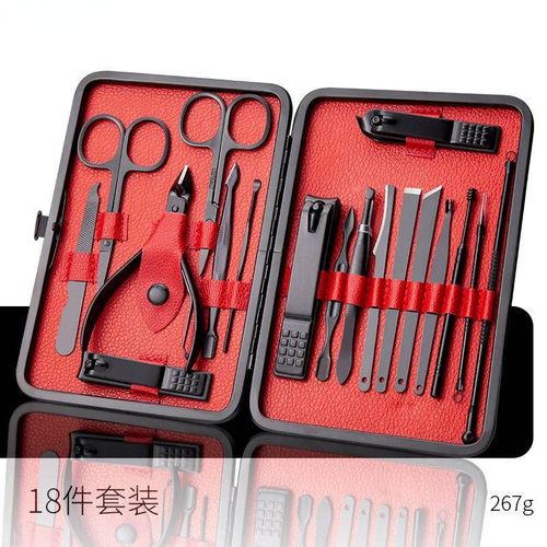 Kit De Manucure Professionnel Pour Homme Et Femme,Coupe-Ongles,Outils De Soins De Pédicure,En Acier Inoxydable Avec Étui De Voyage En Cuir - Type Black 18pcs 