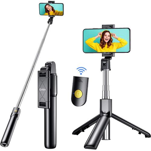 Perche Selfie Bluetooth, 3 En 1 Selfie Stick Trépied Bâton Selfie Bluetooth Extensible Télescopique Monopode Réglable Avec Télécommande Amovible & Support Stable Pour Iphone, Galaxy, Huawei