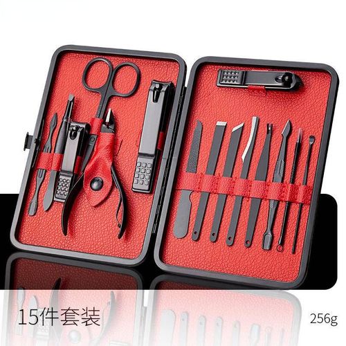 Kit De Manucure Professionnel Pour Homme Et Femme,Coupe-Ongles,Outils De Soins De Pédicure,En Acier Inoxydable Avec Étui De Voyage En Cuir - Type Black 15pcs 