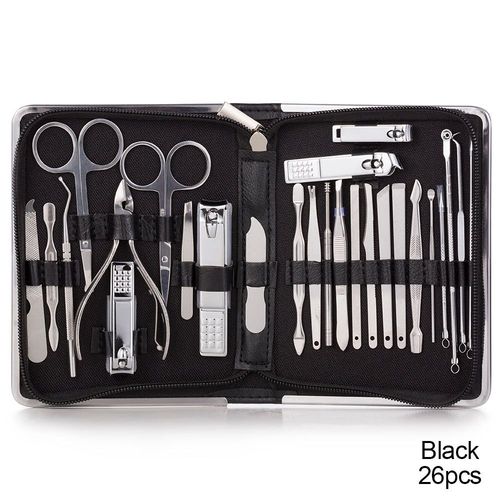 Kit De Manucure Et Pédicure En Acier Inoxydable Pour Hommes Et Femmes,Coupe-Ongles Professionnels - Type 26pcs Black 